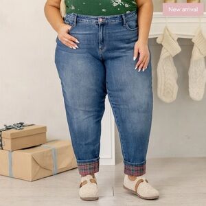 JUDY BLUE Buffalo Plaid‎ Cuffed Boyfriend size 14W Plus size